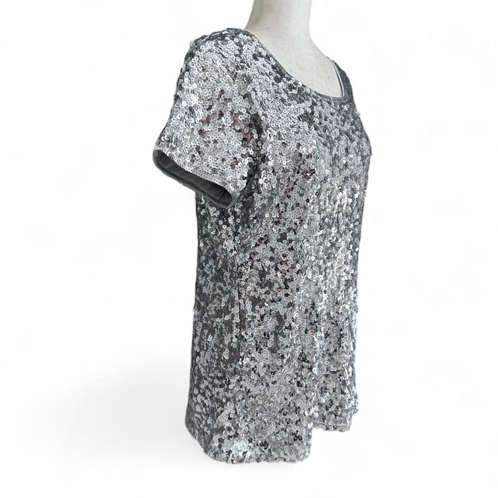 NWT Silver Sequin Women's Top XL - Picture 3 of 8